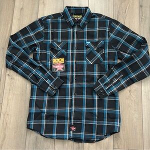 DIXXON Black and Blue Plaid Long Sleeve Shirt
